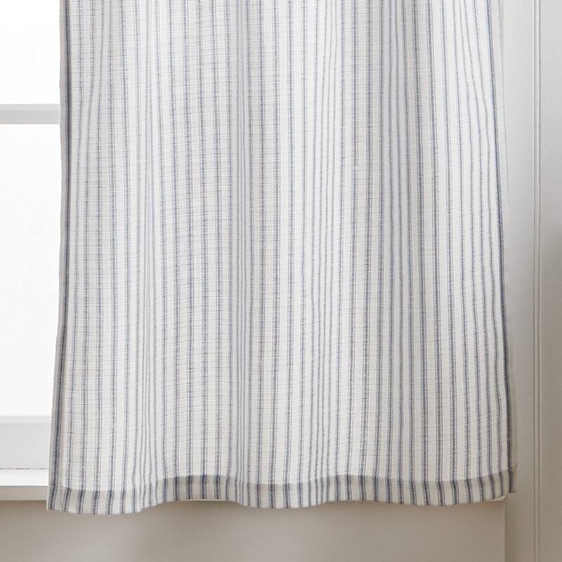 Martha Stewart Ticking Stripe 3-piece Curtain Tier and Valance Set - 1-Valance And 2-36" Tiers - Indigo