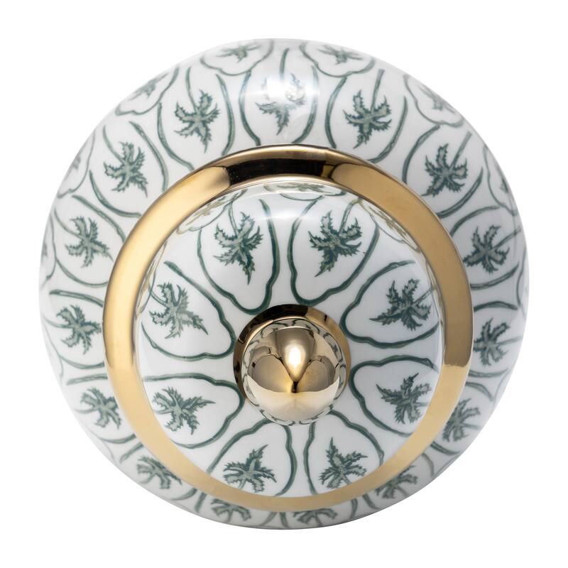 Sagebrook Home Modern Tropical Ceramic Jar with Coastal Palm Trees