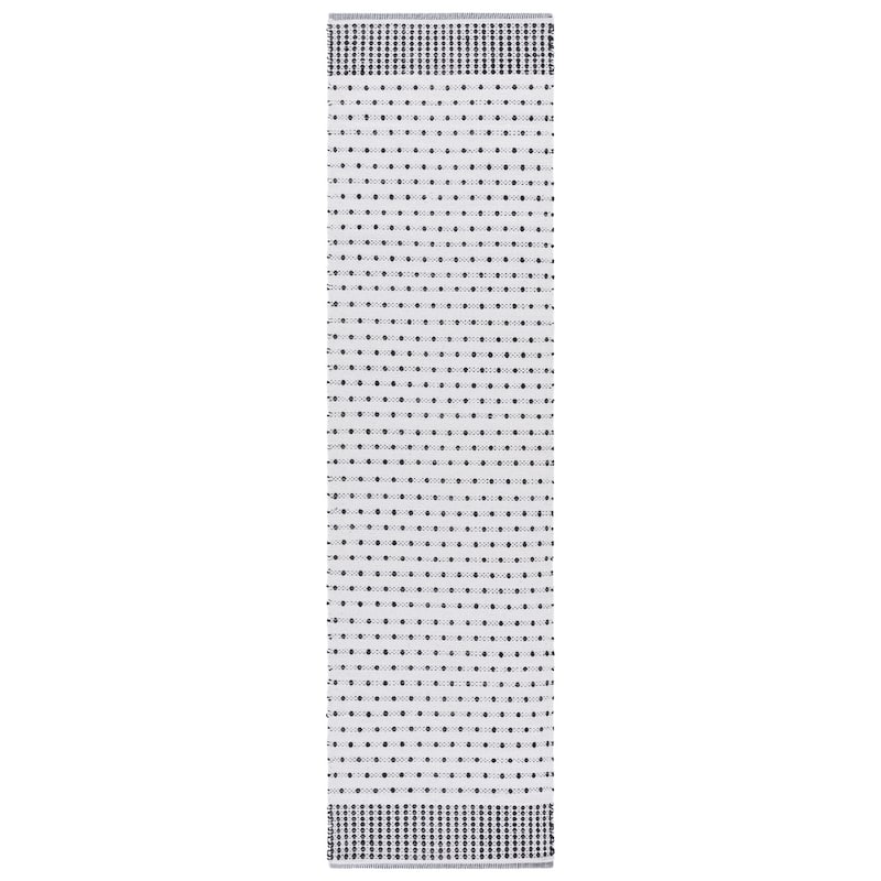 SAFAVIEH Handmade Flatweave Montauk Helena Cotton Rug - 2'3" x 9' Runner - Black/Ivory