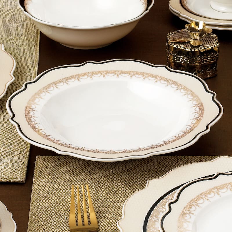 24 Piece Dinnerware Set-Bone China, Service for 4 by Lorren Home Trends