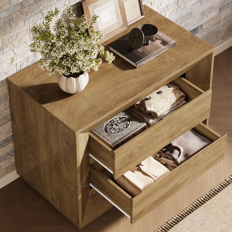 Oversized Wide Nightstand Set of 2, 35.4" Large Night Stand with Drawers