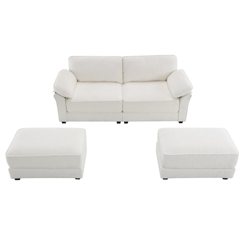 81" Chenille Modular Sectional Sofa 4-Seat Convertible Sleeper with Ottoman and Deep Seating