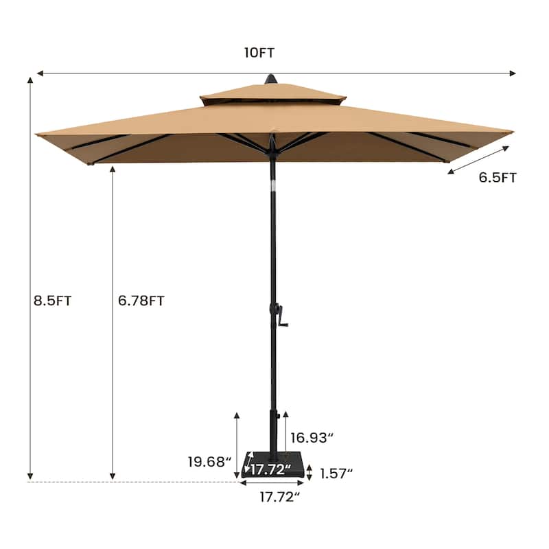 Pellebant Outdoor 10 x 6.5 Ft Market Umbrella with Double Top