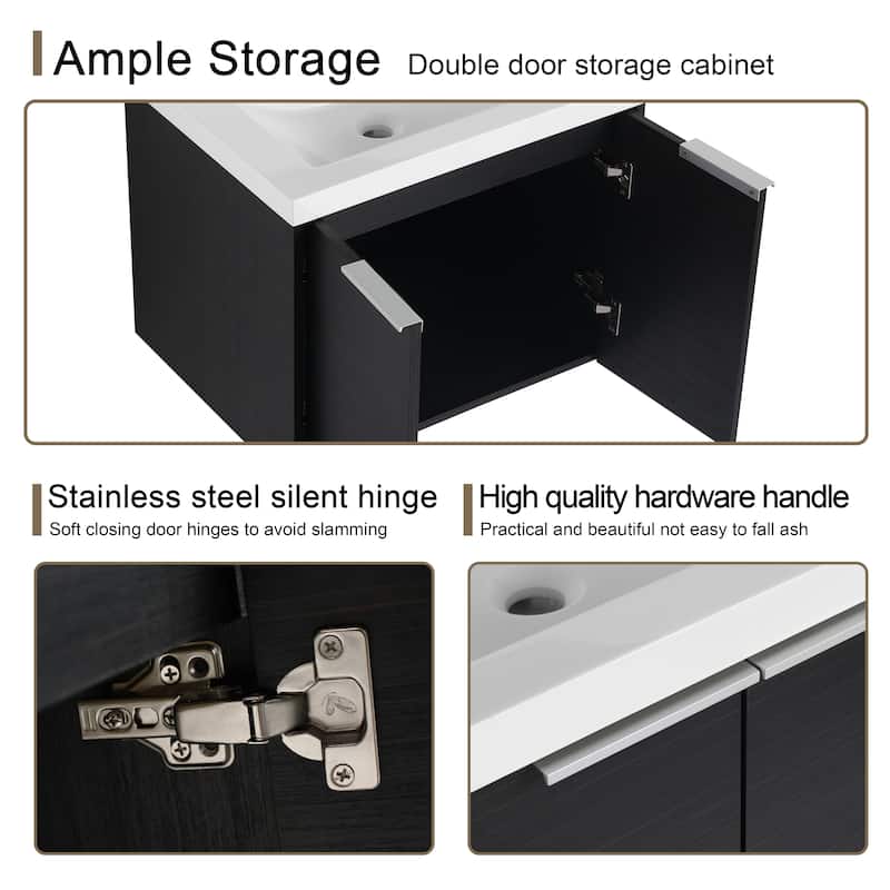 Malwee 24"/30" Floating Bathroom Vanity, Modern Wall Mounted Bathroom Vanity with Resin Sink and Soft Close Door