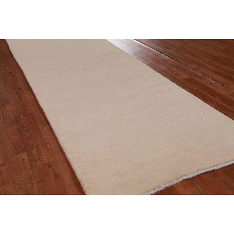 Hand Knotted Oriental 100% Wool Carpet Modern Solid Peach Gabbeh Runner Rug - 8' 3'' X 2' 7''