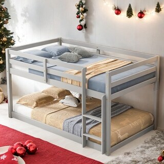 Twin over Twin Low Height Design Floor Bunk Bed,Spacious for home