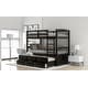 preview thumbnail 6 of 14, Twin over Twin Wood Black Bunk Bed with Trundle and Drawers