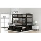 preview thumbnail 15 of 16, Twin over Twin Wood Bunk Bed with Trundle and Storage Drawers