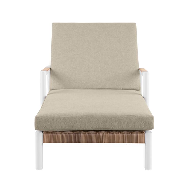 Arlo Teak & Wicker Aluminum Dual-Use Outdoor Chaise Lounge (Set of 2)