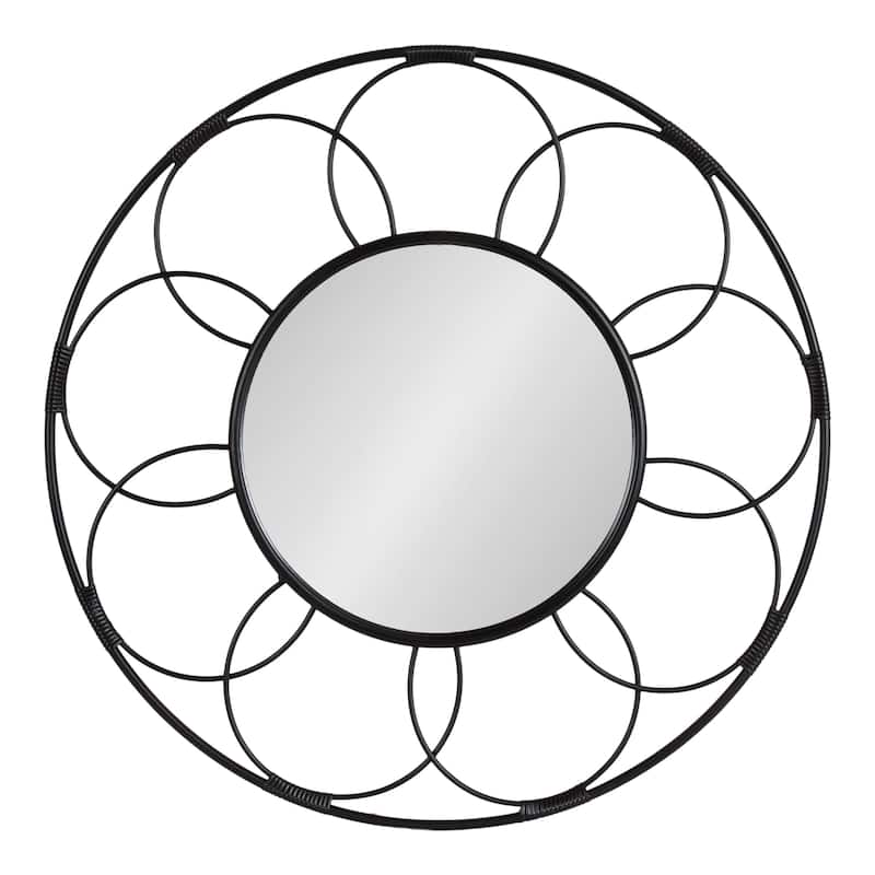 Kate and Laurel Cori Round Rattan Mirror - 34x34 - Black