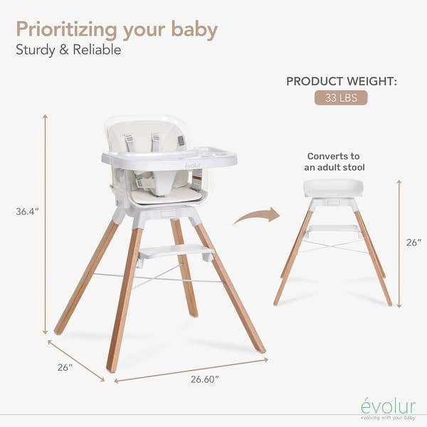 dimension image slide 1 of 2, Evolur 360° Bloom Highchair