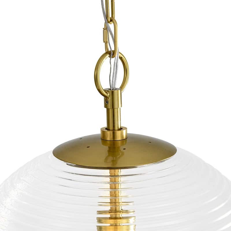 1-Light Mid-century Modern Rippled Glass Globe Single Pendant