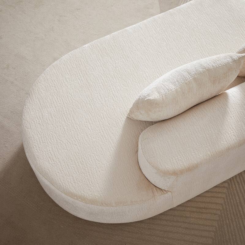 Curved Loveseat Sofa Chenille 4-Seat Cloud Couch with 4 Pillows