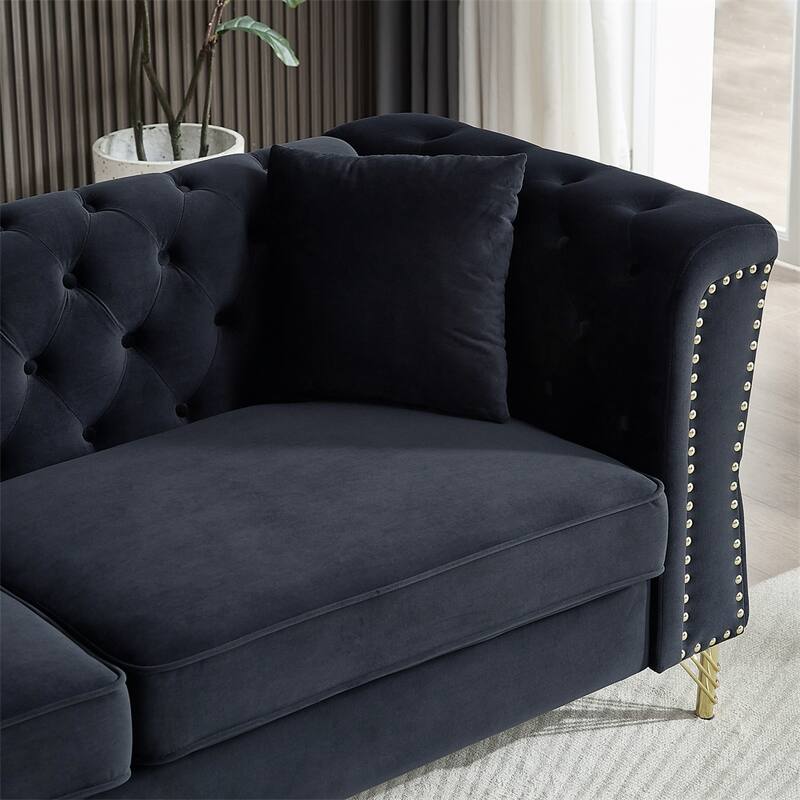 2 Seater Sofa Tufted Couch with Metal Foot and Nailhead