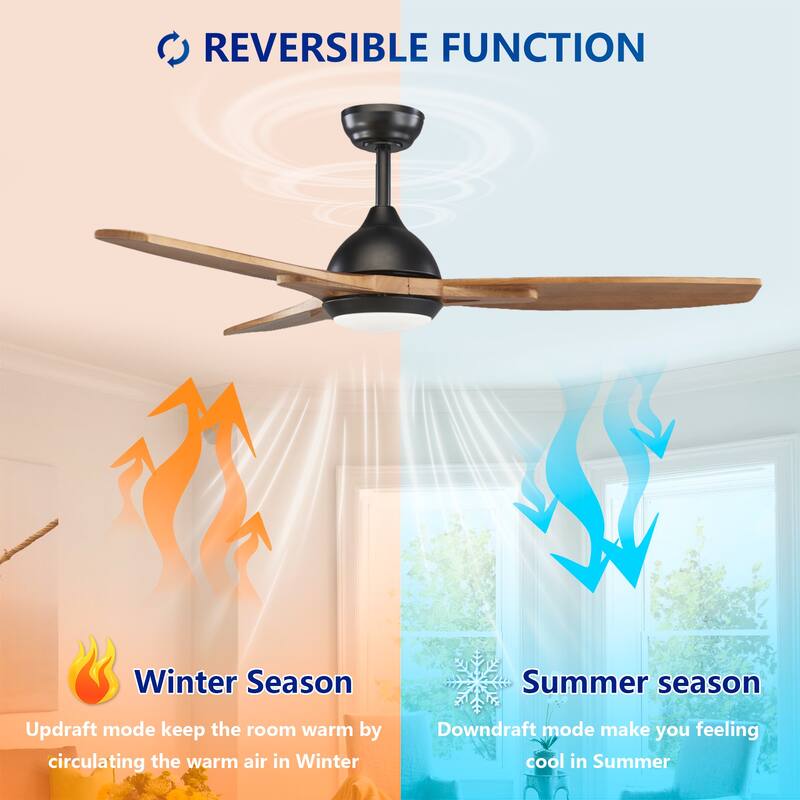 52 in. Indoor/Outdoor Brown Retro 5-Palm Leaf Shaped Blades Tropical Ceiling Fan without Light