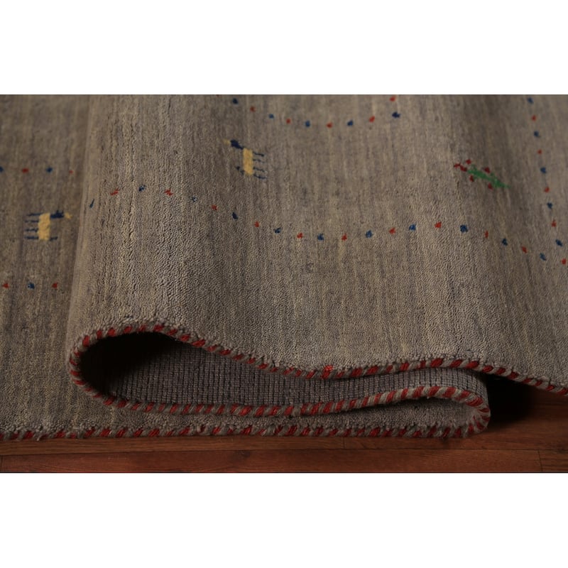 Gabbeh Oriental Area Rug Hand-Knotted Wool Carpet - 8'0" x 9'11"