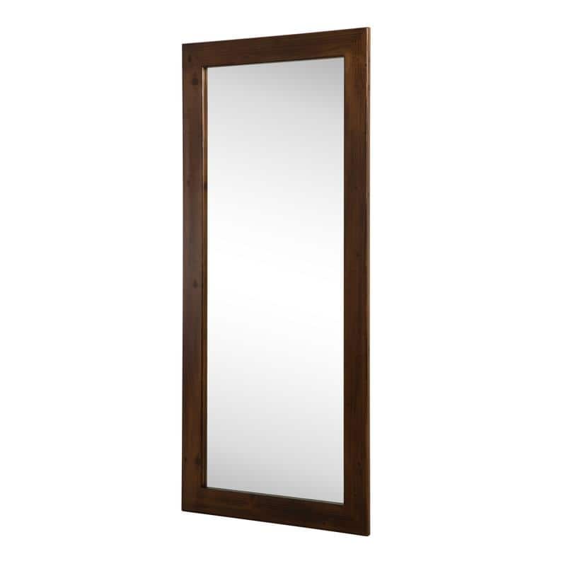 Full Length Rectangular Solid Wood Framed Wall Mirror in Walnut - 71"x31"