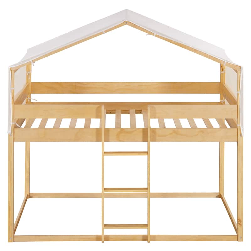 Twin over Twin Wood Bunk Bed with Tent, Espresso