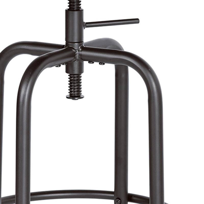 Set of 2 Adjustable Height Swivel Bar Stools with Footrest and Backless Round Wood Seat for Kitchen Island