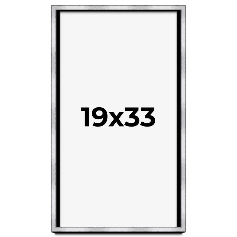 19x33 Shadow Box Frame Silver | 1.375 Inches Deep Real Wood