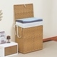 preview thumbnail 18 of 22, Laundry Hamper with Lid, Synthetic Rattan Clothes Laundry Basket with Lid and Handles, Foldable, Removable Liner