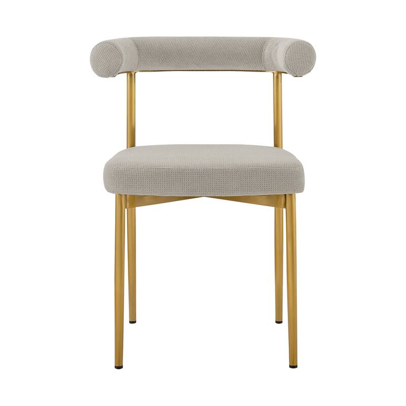 HomeRoots Set of Two Gray And Gold Upholstered Polyester Open Back Dining Side Chairs