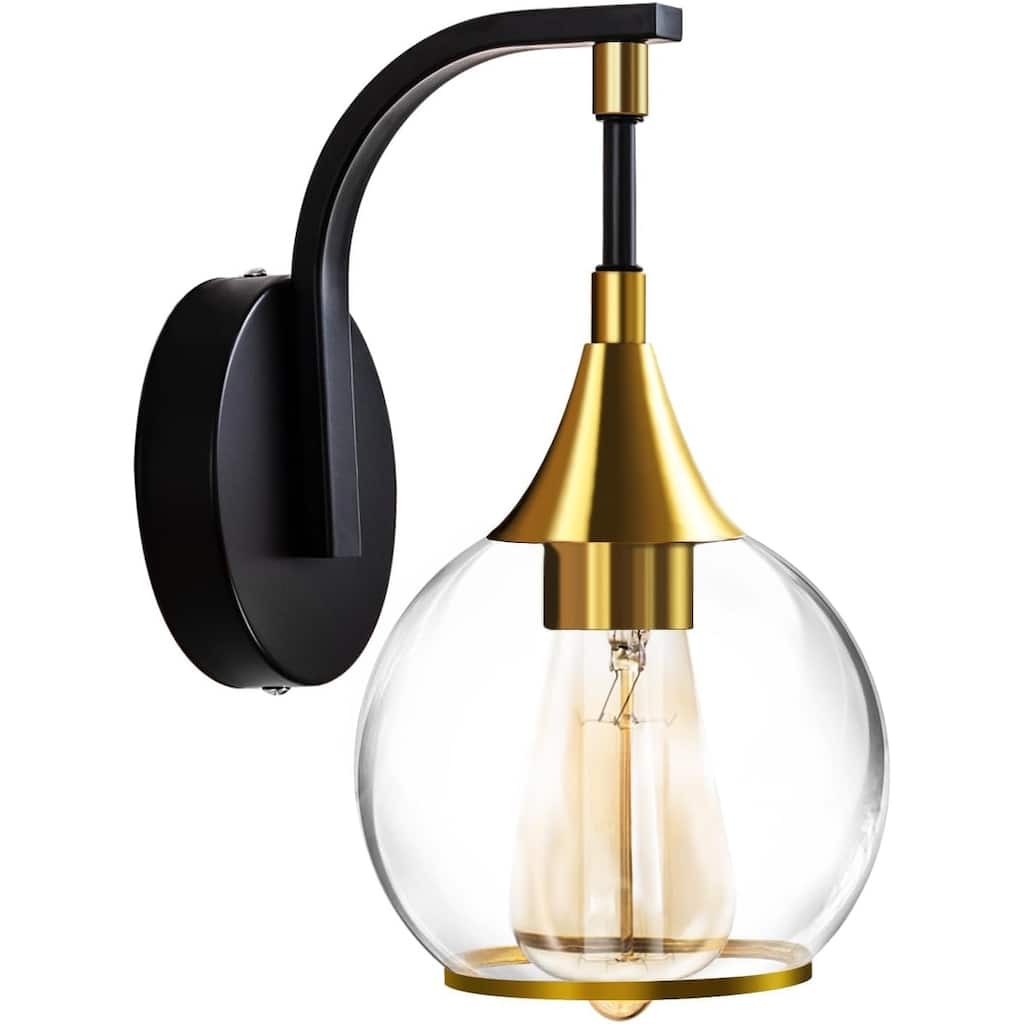 1-light wall light clear fixture light glass, metal vanity light