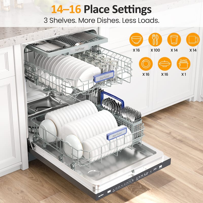 Built-In Dishwasher, 14-16 Place Settings, 8 Wash Cycles