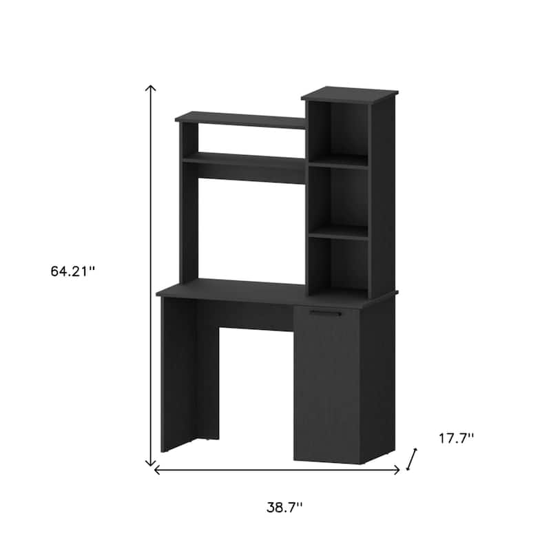 Wood Computer Desk with Hutch, Bookcase and 3-Tier Storage Shelves