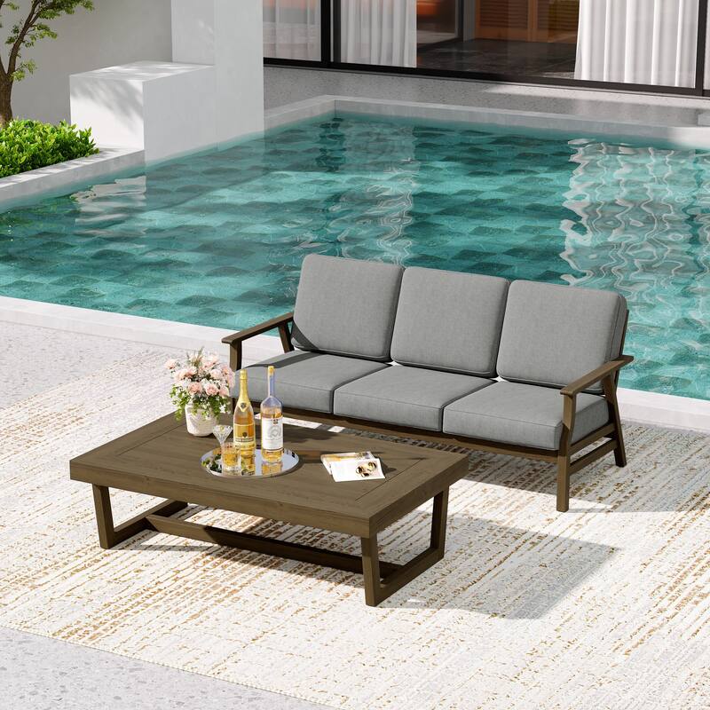 2-Piece Teak Outdoor Sofa Set with Table