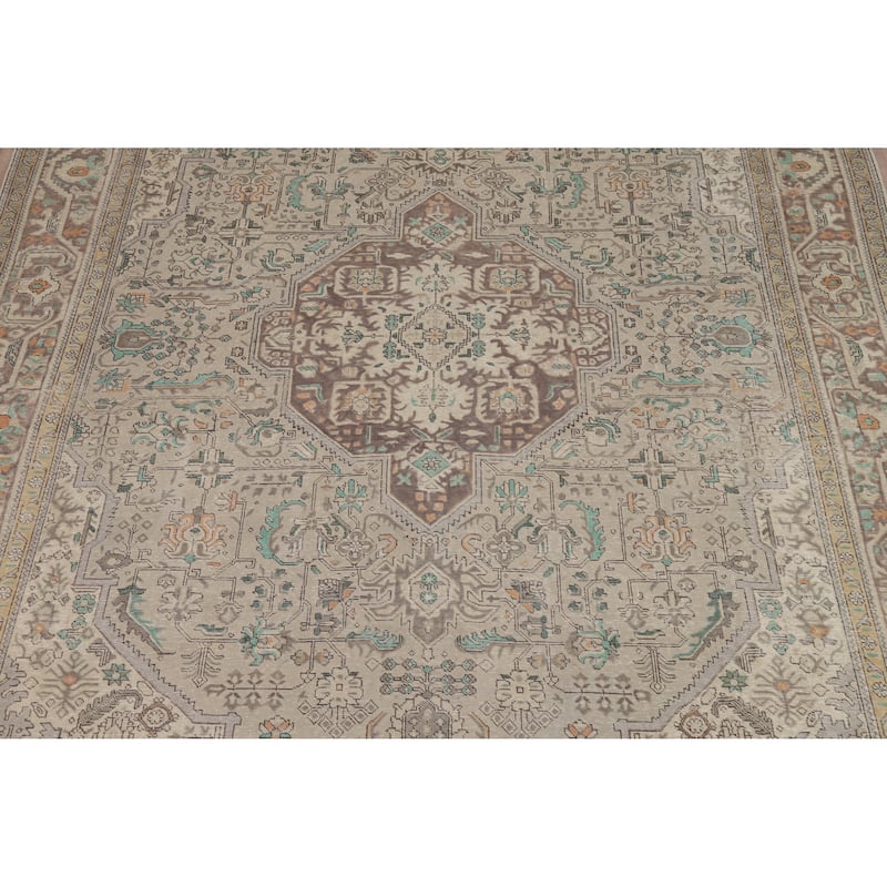 Tabriz Persian Vintage Area Rug Hand-Knotted Bedroom Wool Carpet - 9'6" x 12'8"