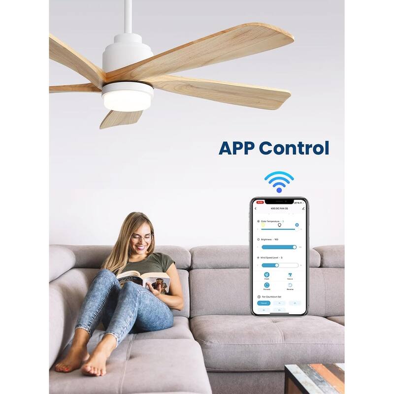 Modern Ceiling Fan With Light Smart Life APP Remote Control Timer For Alexa Google Bedroom Farmhouse