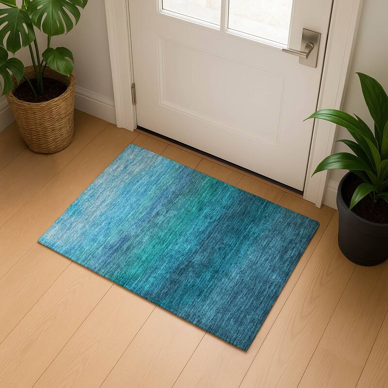 Premium Washable Super Soft Abstract Ombre Mayfield Rug - Teal - 1'8" x 2'6"