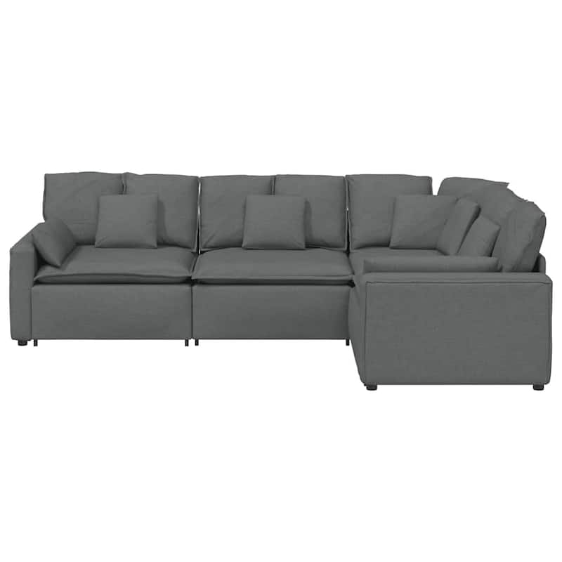 vidaXL Modular Sofa with Cushions Fabric Dark Gray - 124.8" x 85.4" x 25.2"