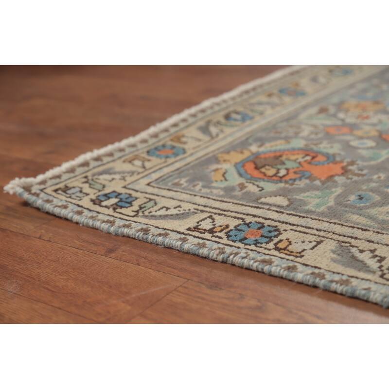 Geometric Pink Tabriz Persian Vintage Area Rug Handmade Wool Carpet - 7'6" x 11'5"