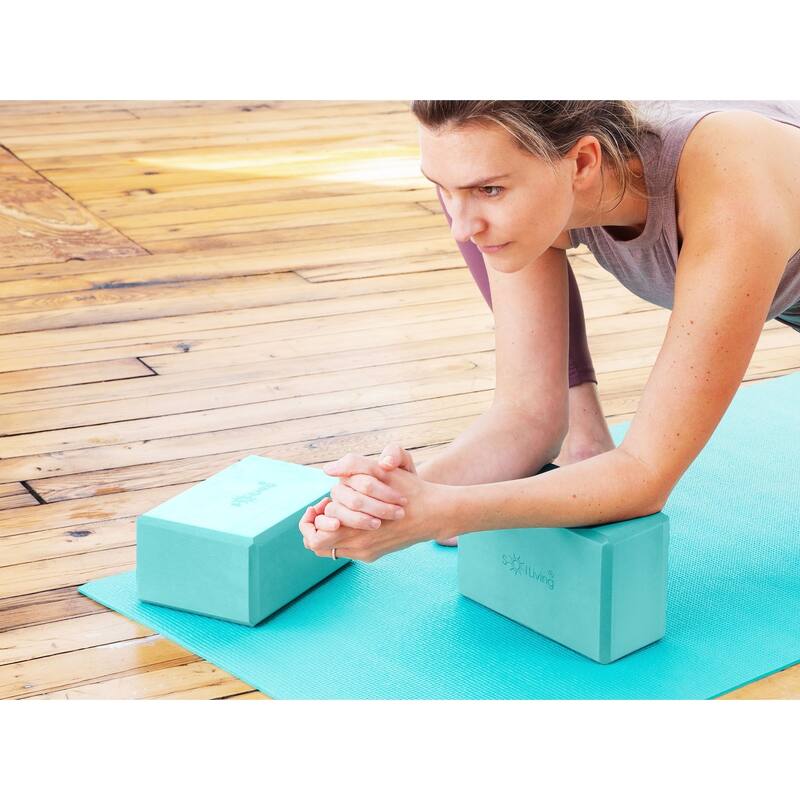 Sol Living Exercise Non Slip Foam Yoga Block 4" x 6" x 9" - 2 Pack