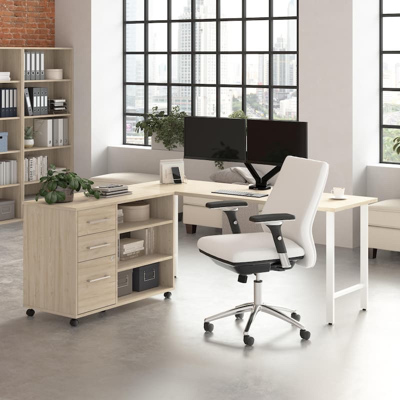 Bush Business Furniture Hustle 72W x 24D Computer Desk with Storage - Natural Elm