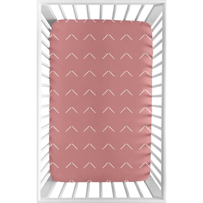 Sweet Jojo Designs Mauve Pink Boho Arrow Girl Fitted Mini Portable Crib Sheet Dark Rose Ivory Bohemian Farmhouse Shabby Chic