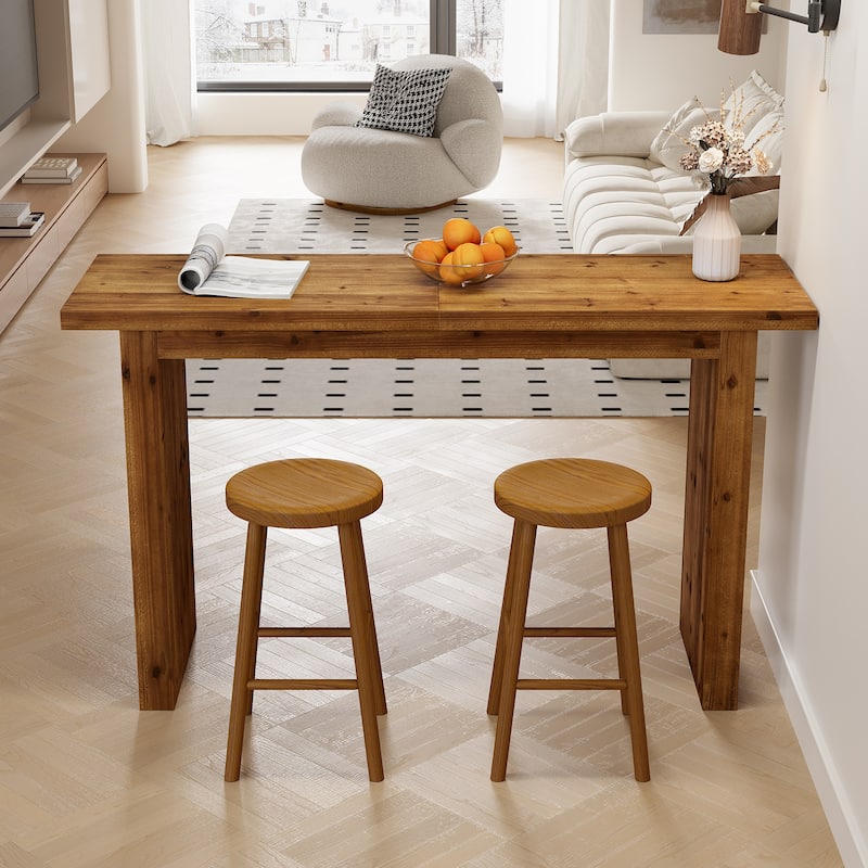 63" Solid Wood Bar Height Table, Industrial High Top Kitchen & Dining Counter Tables