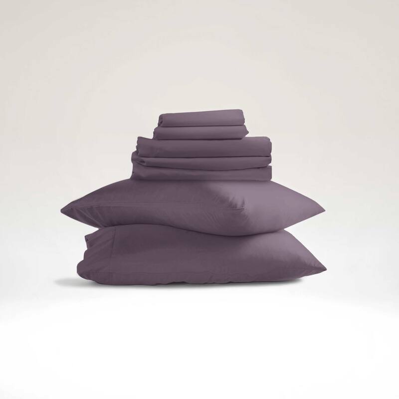 Emperyan 7 PC Bedding Set, Luxury Microfiber Duvet Cover With Sheets Bed Sets - Egg Purple - King