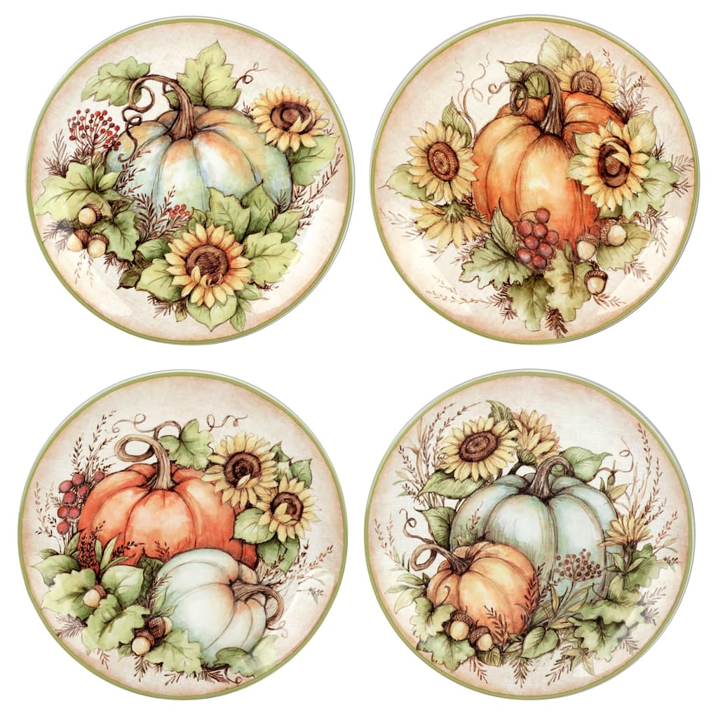 Certified International Autumn Breeze 9" Salad/Dessert Plates, Set of 4 - 9" Diam x .75"