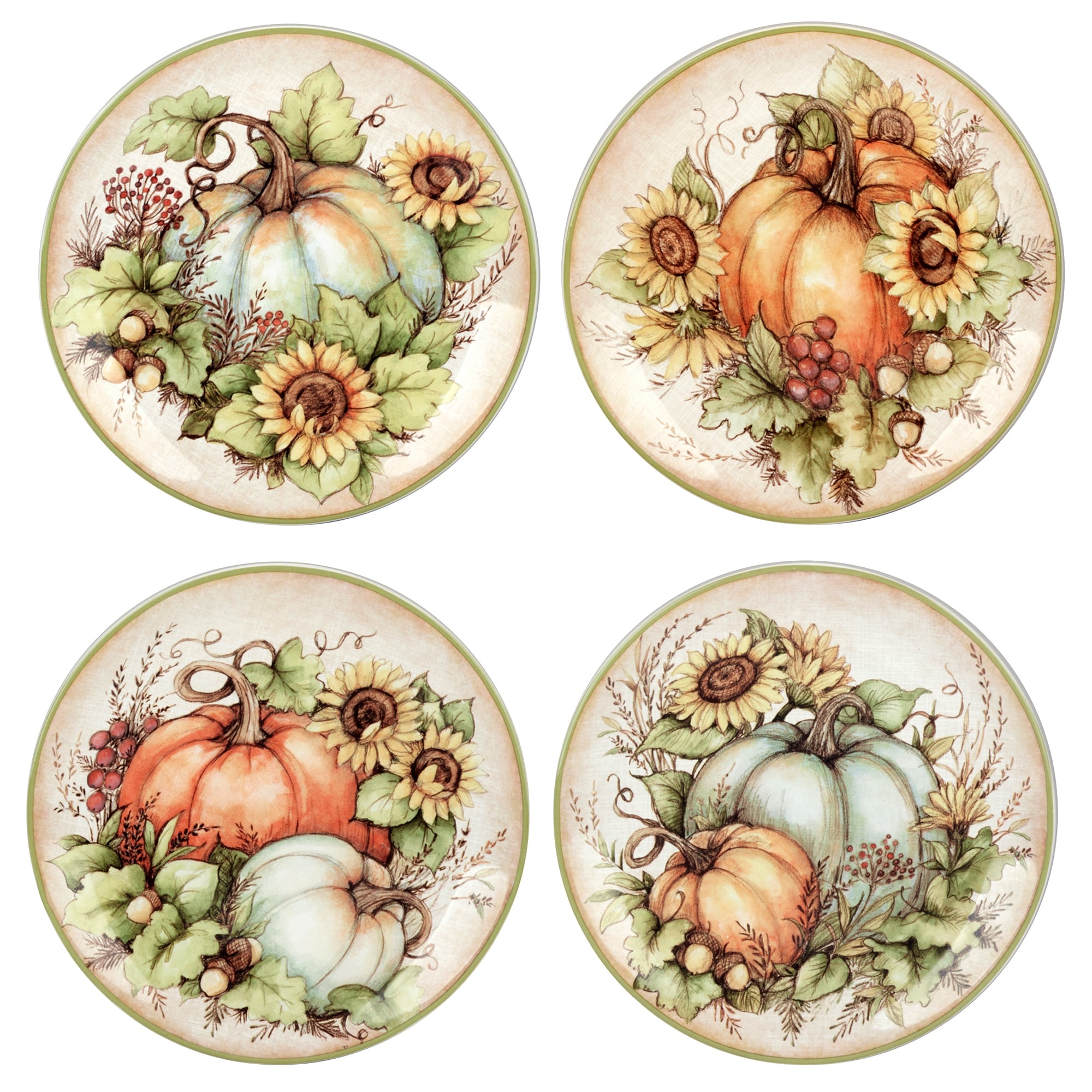 Certified International Autumn Breeze 9" Salad/Dessert Plates, Set of 4 - 9" Diam x .75"