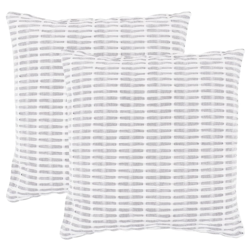 KAF Home Set of 2 Square Pleated Please Pillow Cover - 16 x 16 - Gray