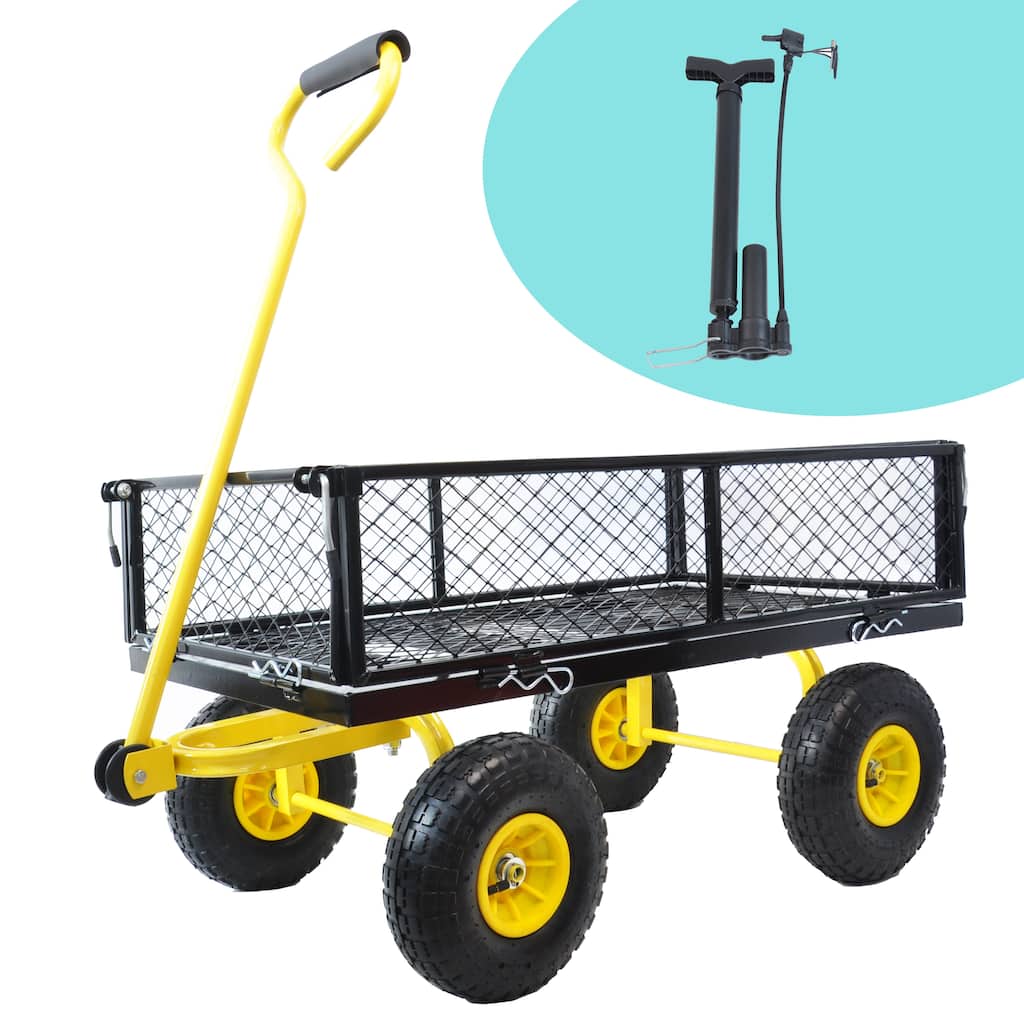 Heavy-Duty Garden Utility Wagon Cart - Firewood & Debris Hauler