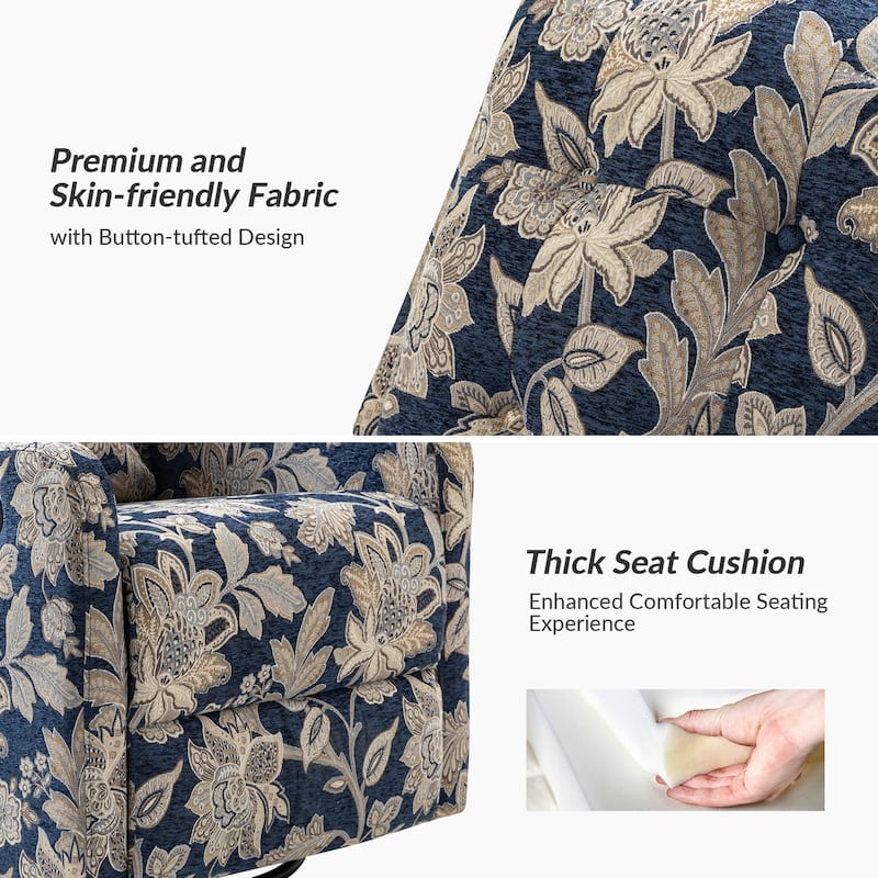 Arlette Floral Manual Swivel Recliner with Tufted Back Set of 2