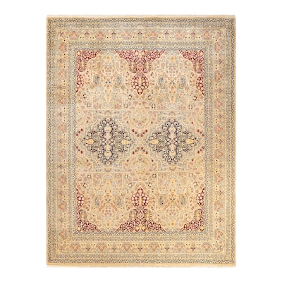 Overton Hand Knotted Wool Vintage Inspired Traditional Mogul Ivory Area Rug - 8' 0" x 10' 5"