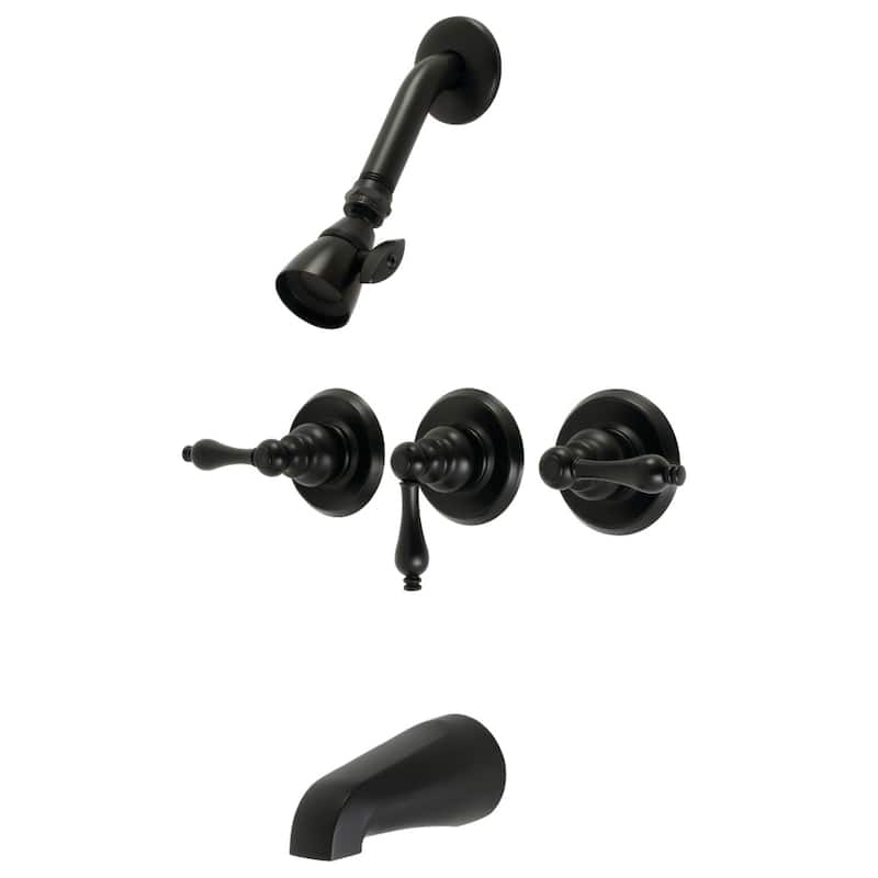 Magellan Three-Handle Tub and Shower Faucet - Matte Black