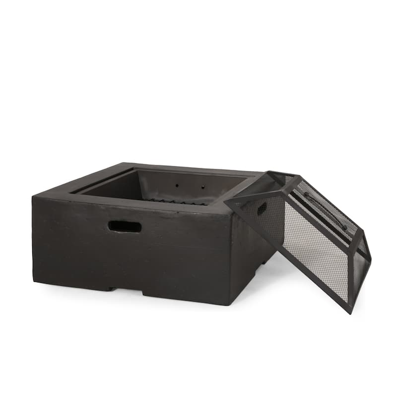 Berwick Outdoor Lightweight Concrete Outdoor Wood Burning Square Fire Pit by Christopher Knight Home