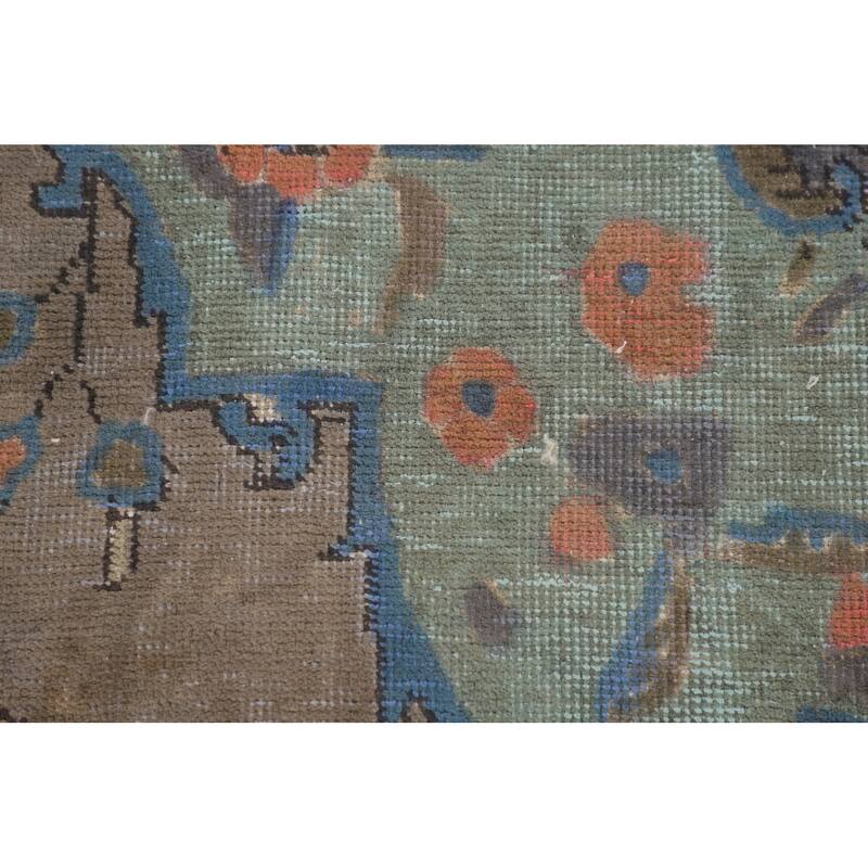 Tabriz Living Room Vintage Rug Handmade Wool Carpet - 6'5"x 9'6"