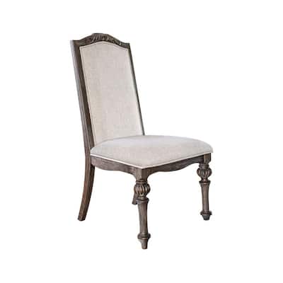 Fabric seat and Back upholstered Side chair, Rustic Brown, Pack of 2 - Rustic-Brown - 43 H x 22.75 W x 25.37 L Inches